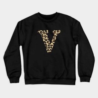 Letter V Leopard Cheetah Monogram Initial Crewneck Sweatshirt